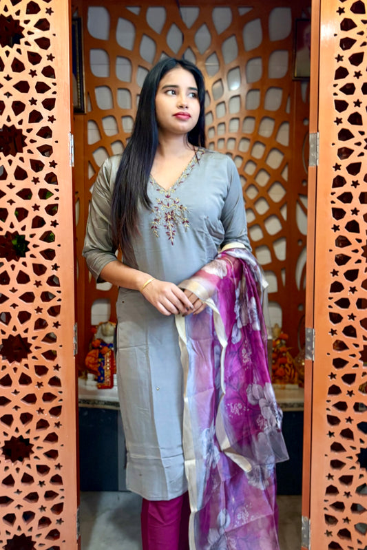 Gulbahaar Grey Suit Set