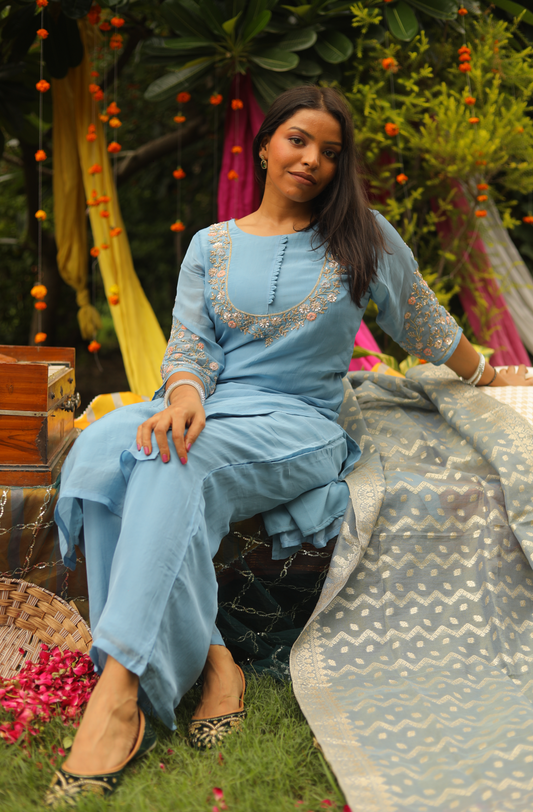 Meher Baby  Silk Suit Set with Banarasi Dupatta