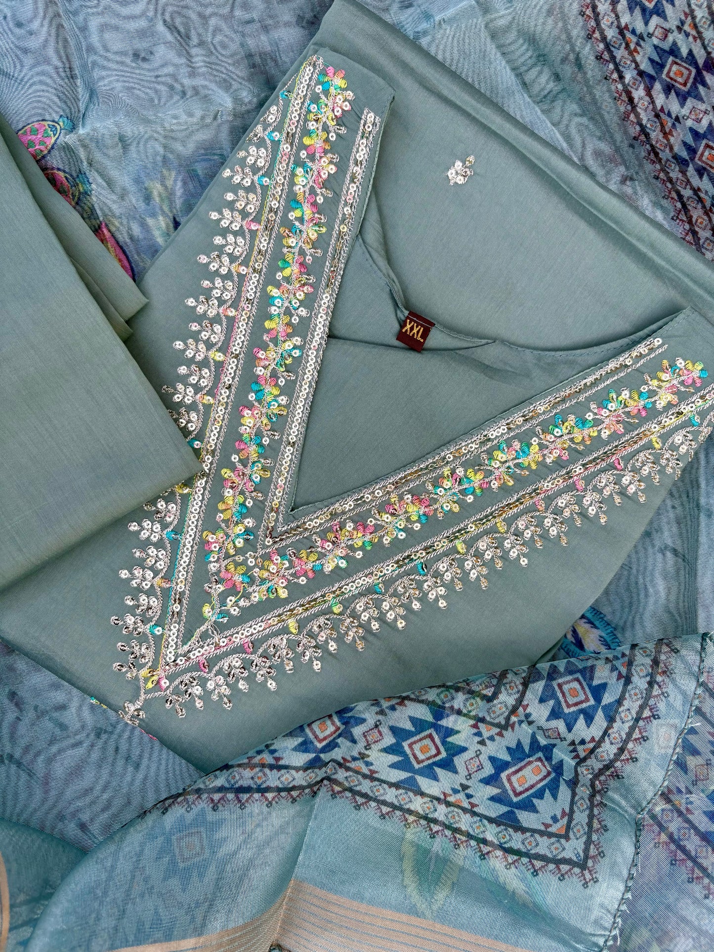 Pista green suit set with Dupatta