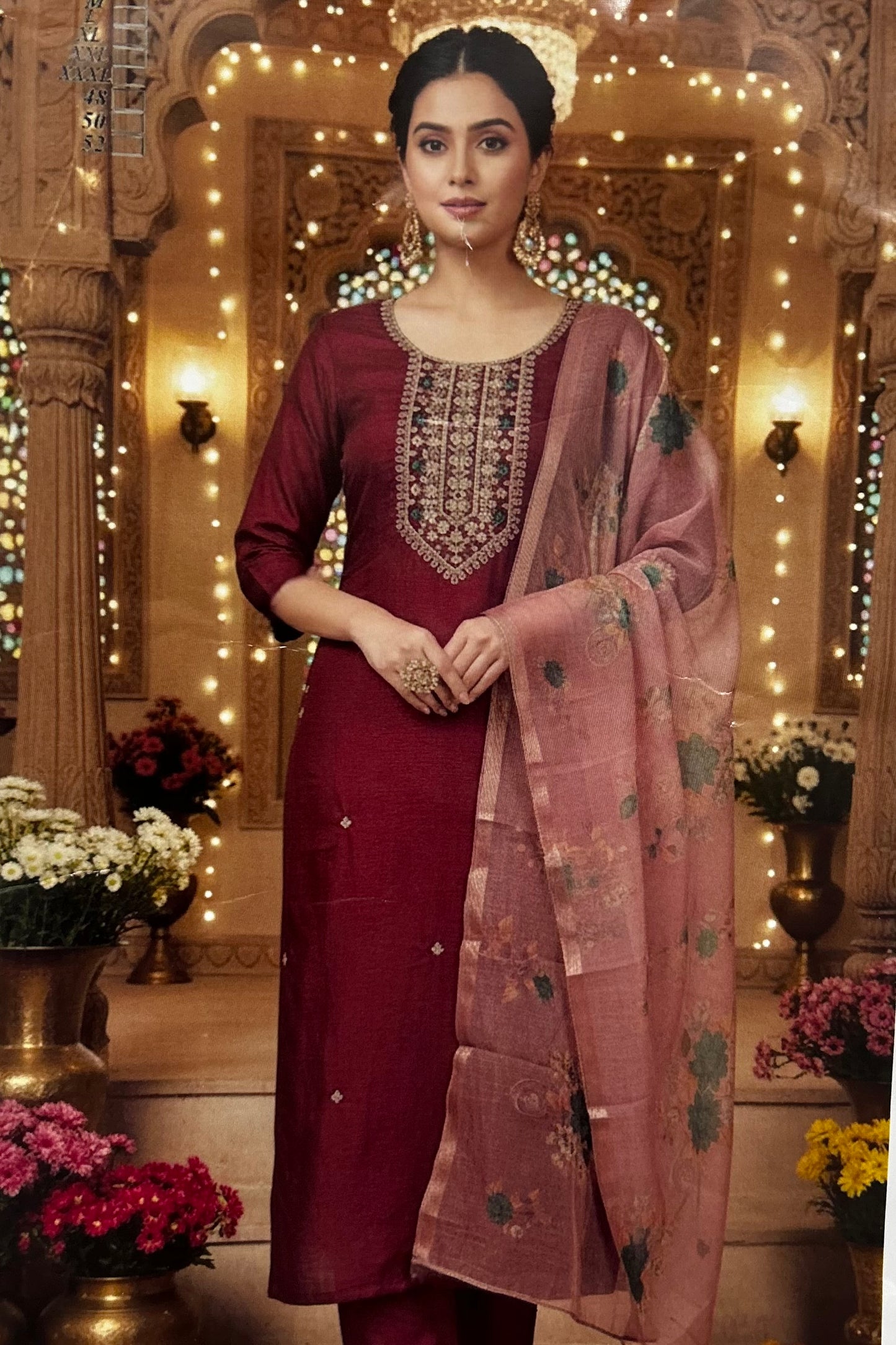Maroon Phuldani Suit Set