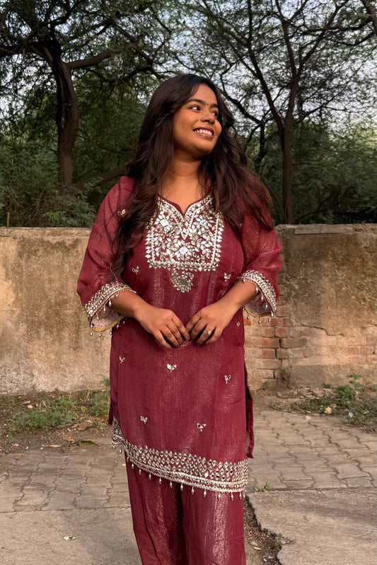 Burgundy Farshi salwar suit set