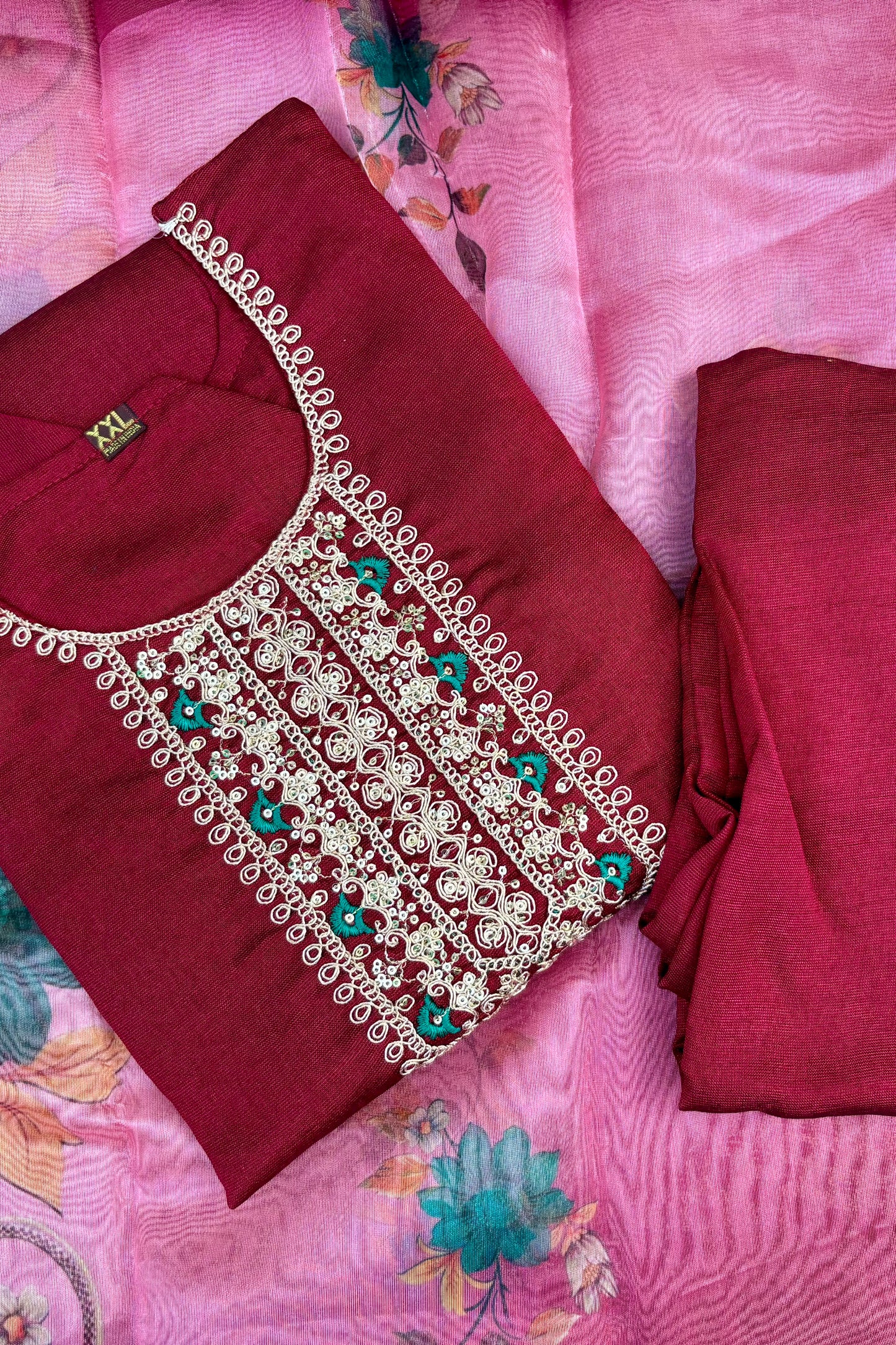Maroon Phuldani Suit Set