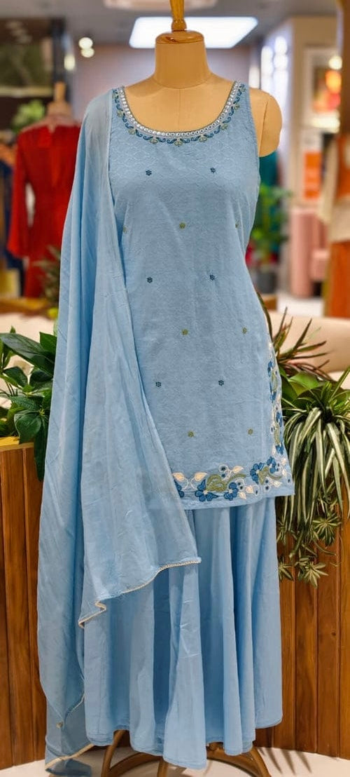 Jannat powder blue sharara suit set