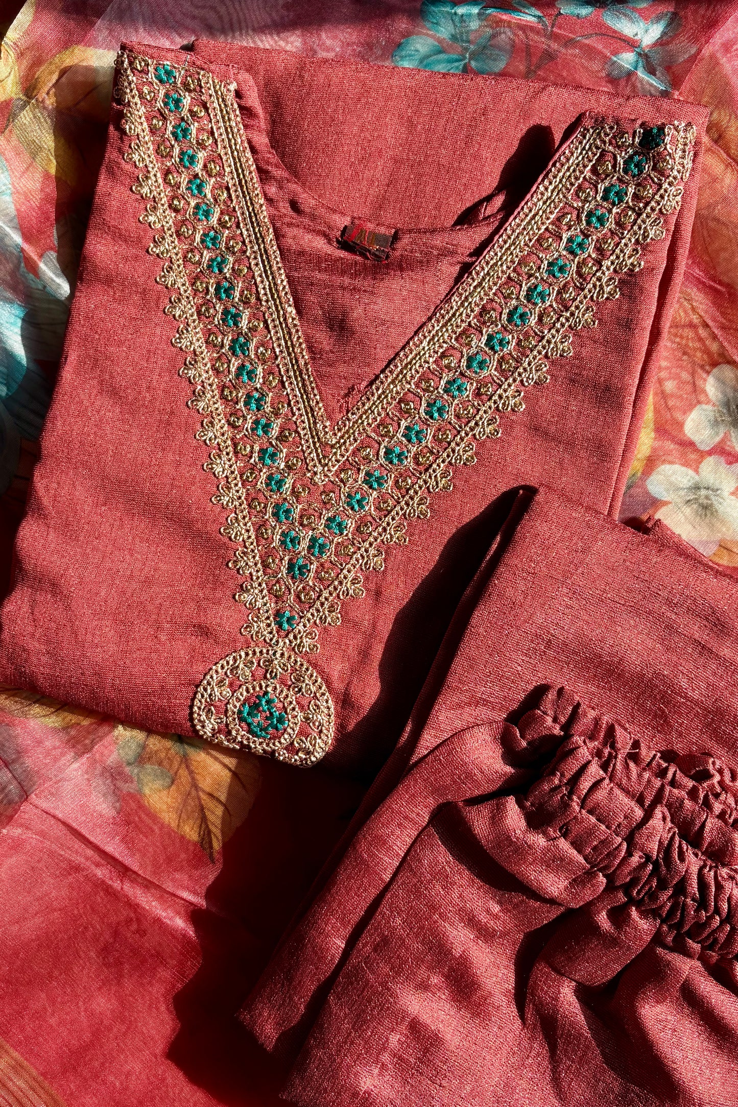 Rust Red Phuldani Suit set