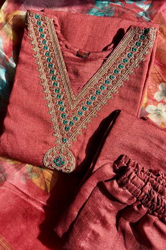 Rust Red Phuldani Suit set