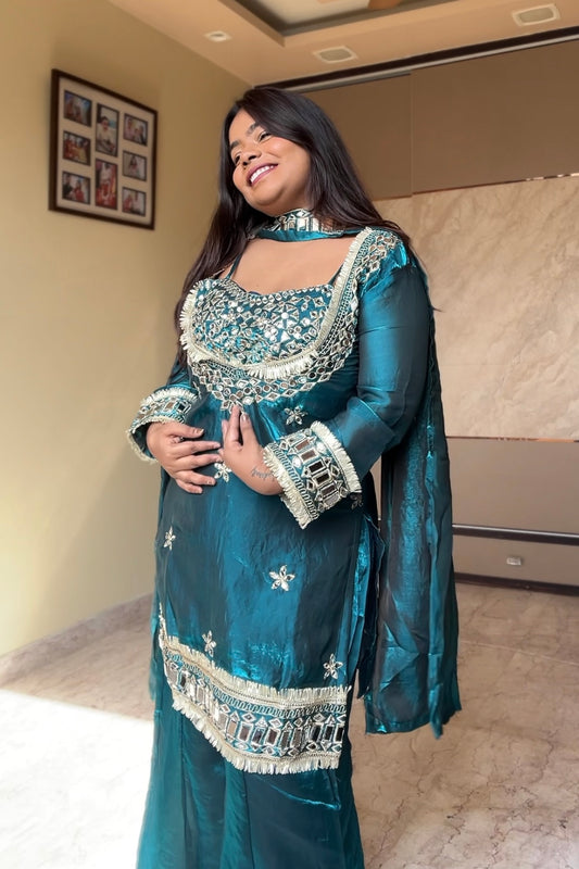 Amara Navy Blue Real mirror suit set