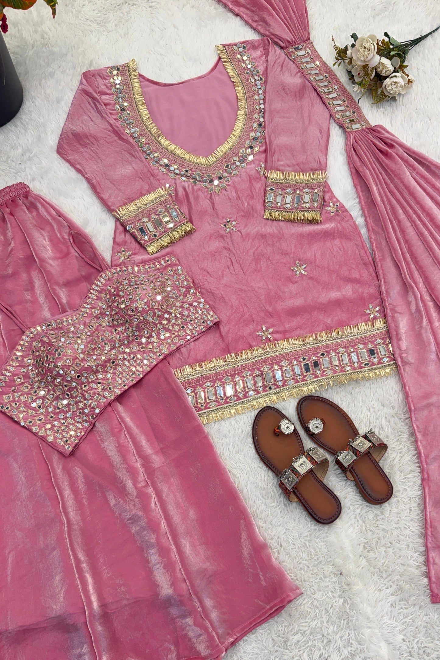 Amara Suit set with Real Mirror work