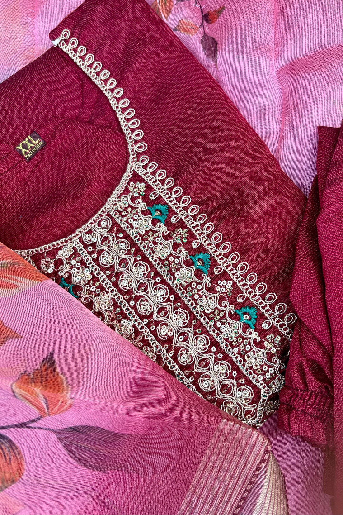 Maroon Phuldani Suit Set
