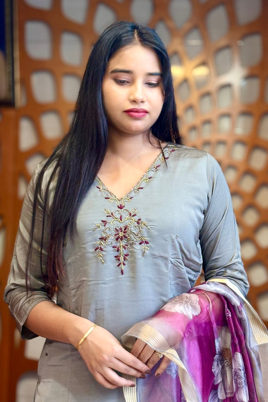 Gulbahaar Grey Suit Set