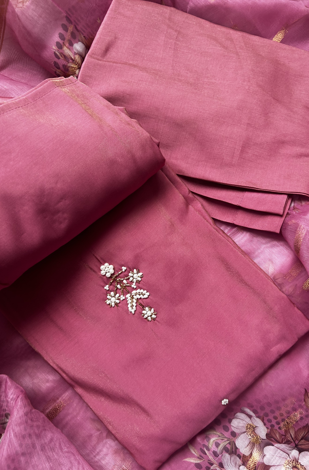 Pink suit set with Dupatta