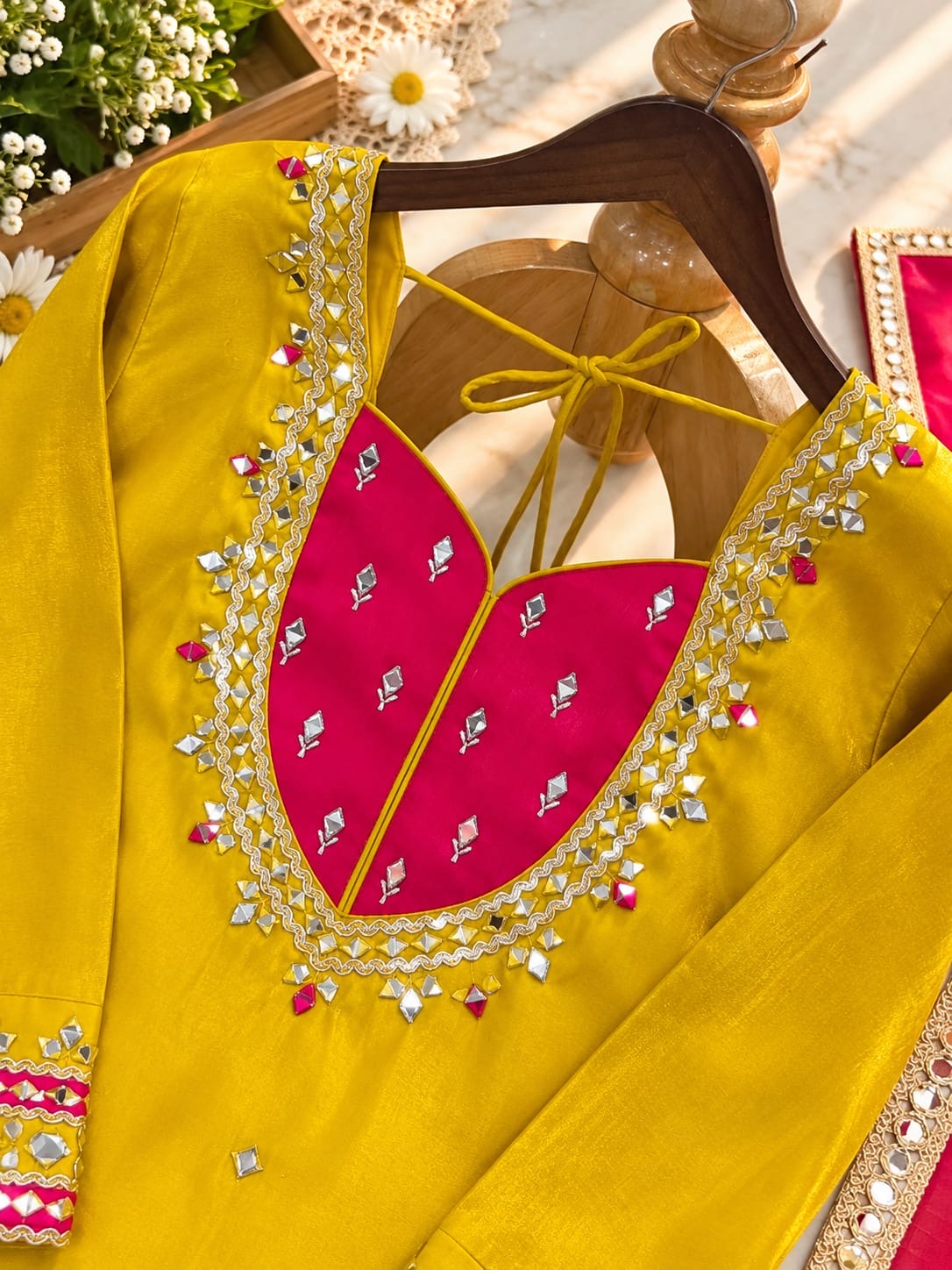 Royal Yellow Mirror Palazzo Set