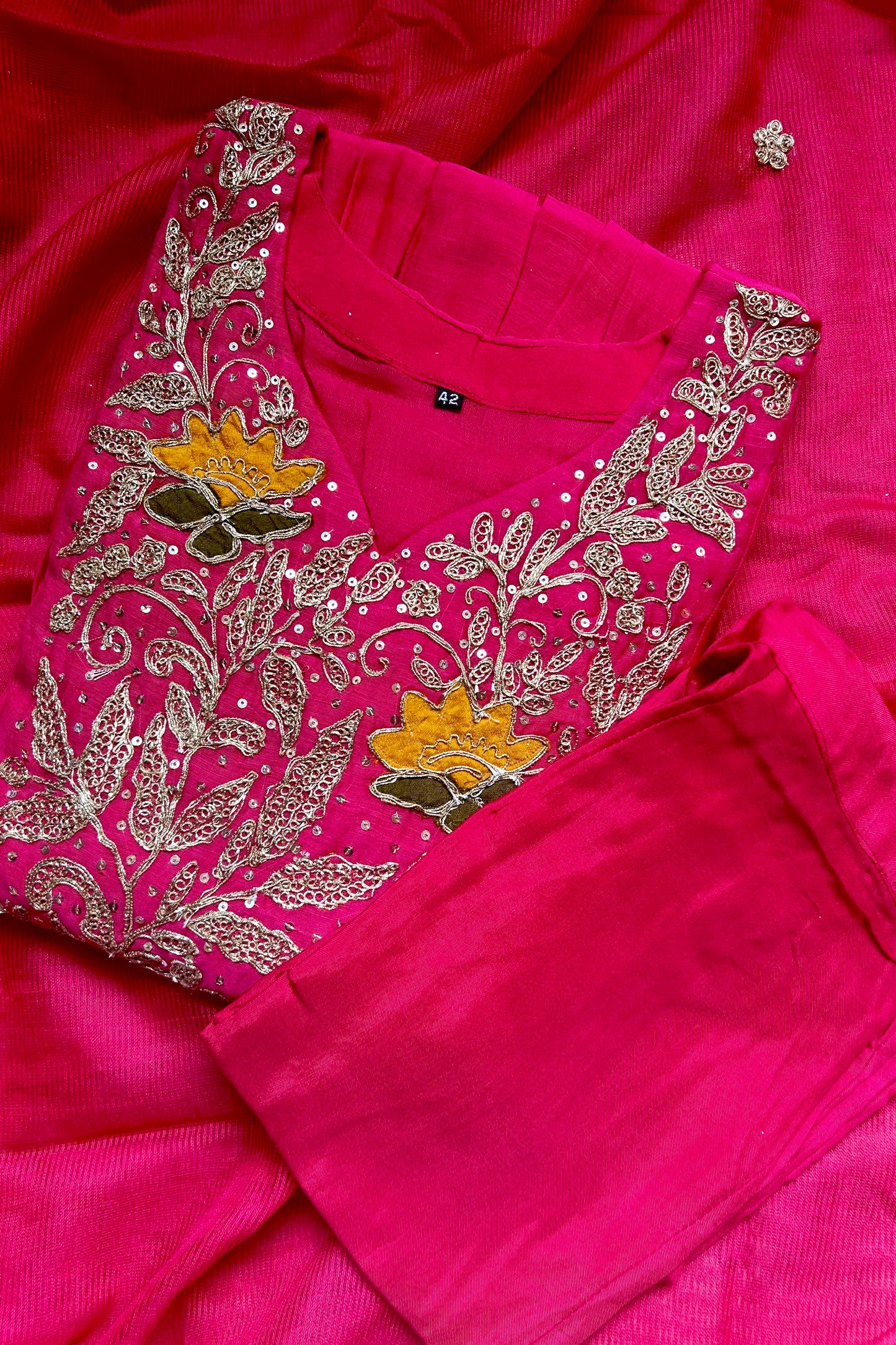 Pink Anarkali suit set with dupatta