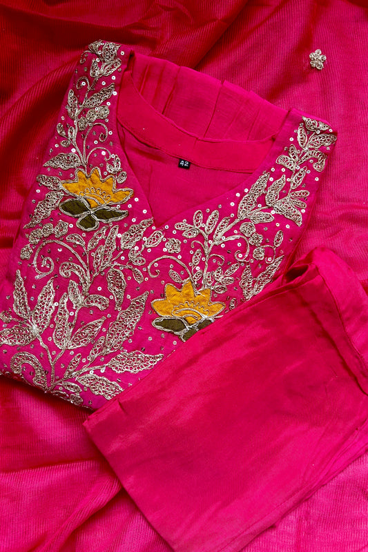 Pink Anarkali suit set with dupatta