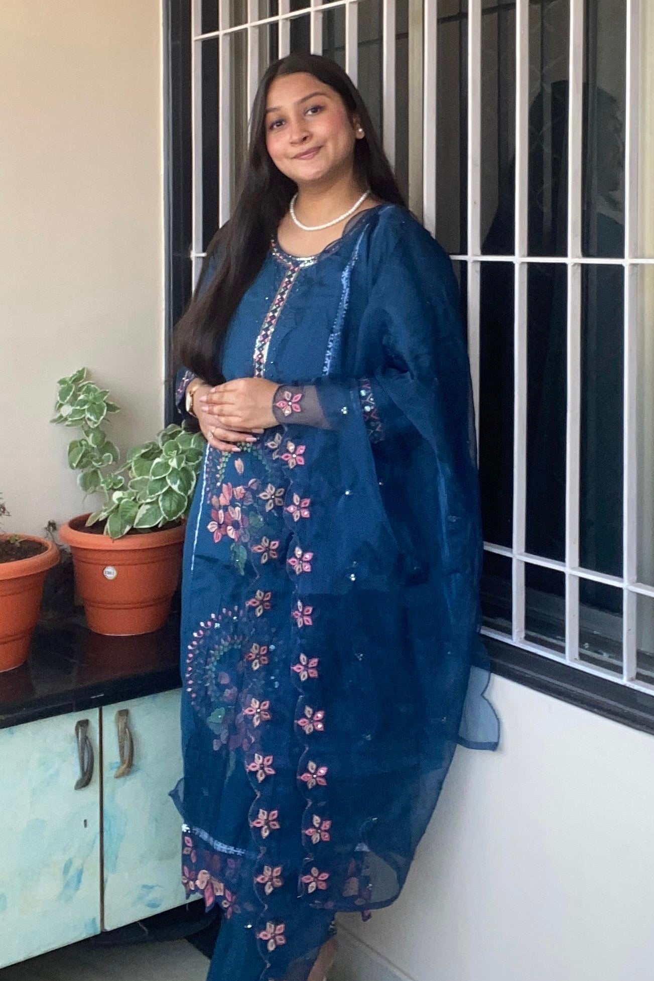 Mandala Suit set with Organza Dupatta