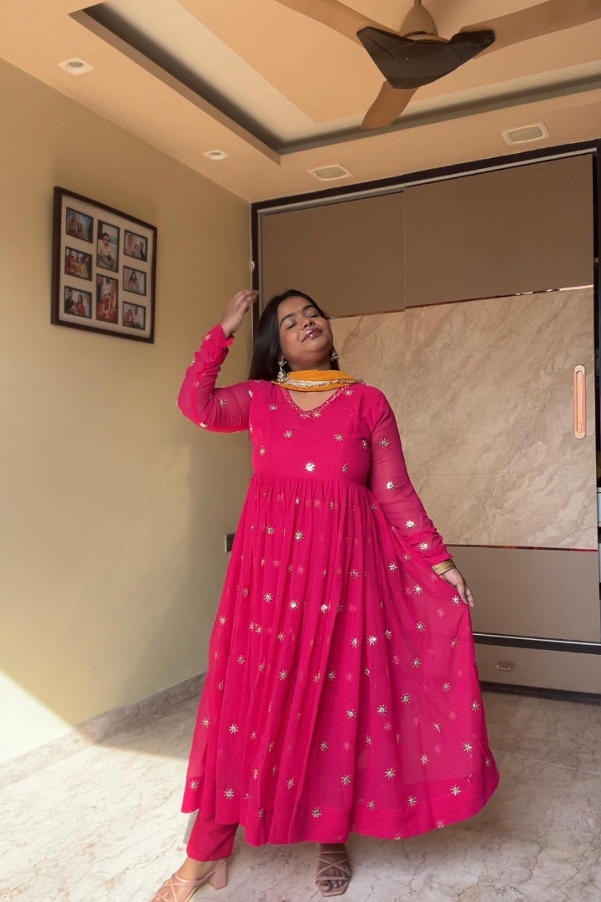 Rani pink Anarkali suit set