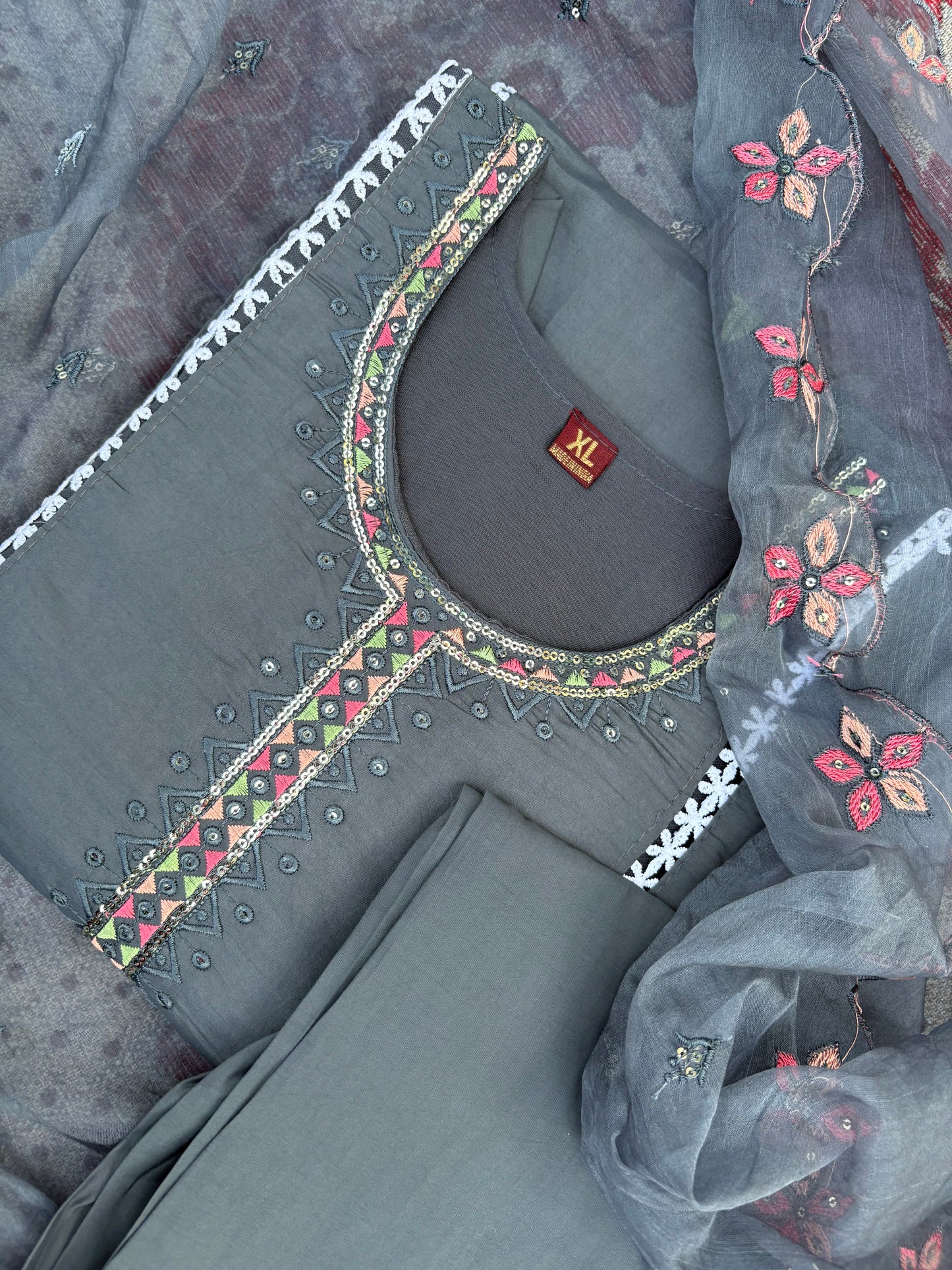 Mandala Suit set with Organza Dupatta