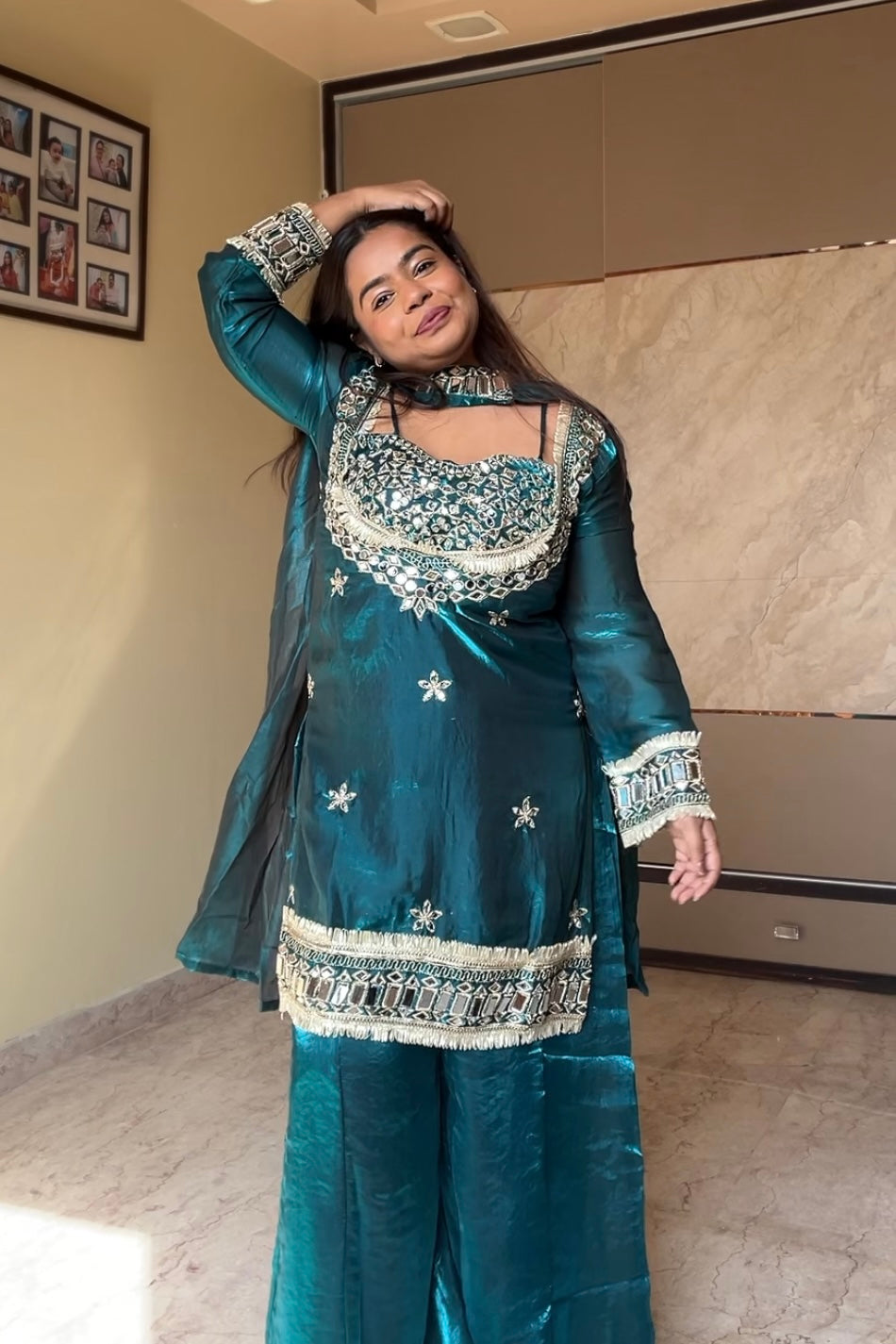 Amara Navy Blue Real mirror suit set