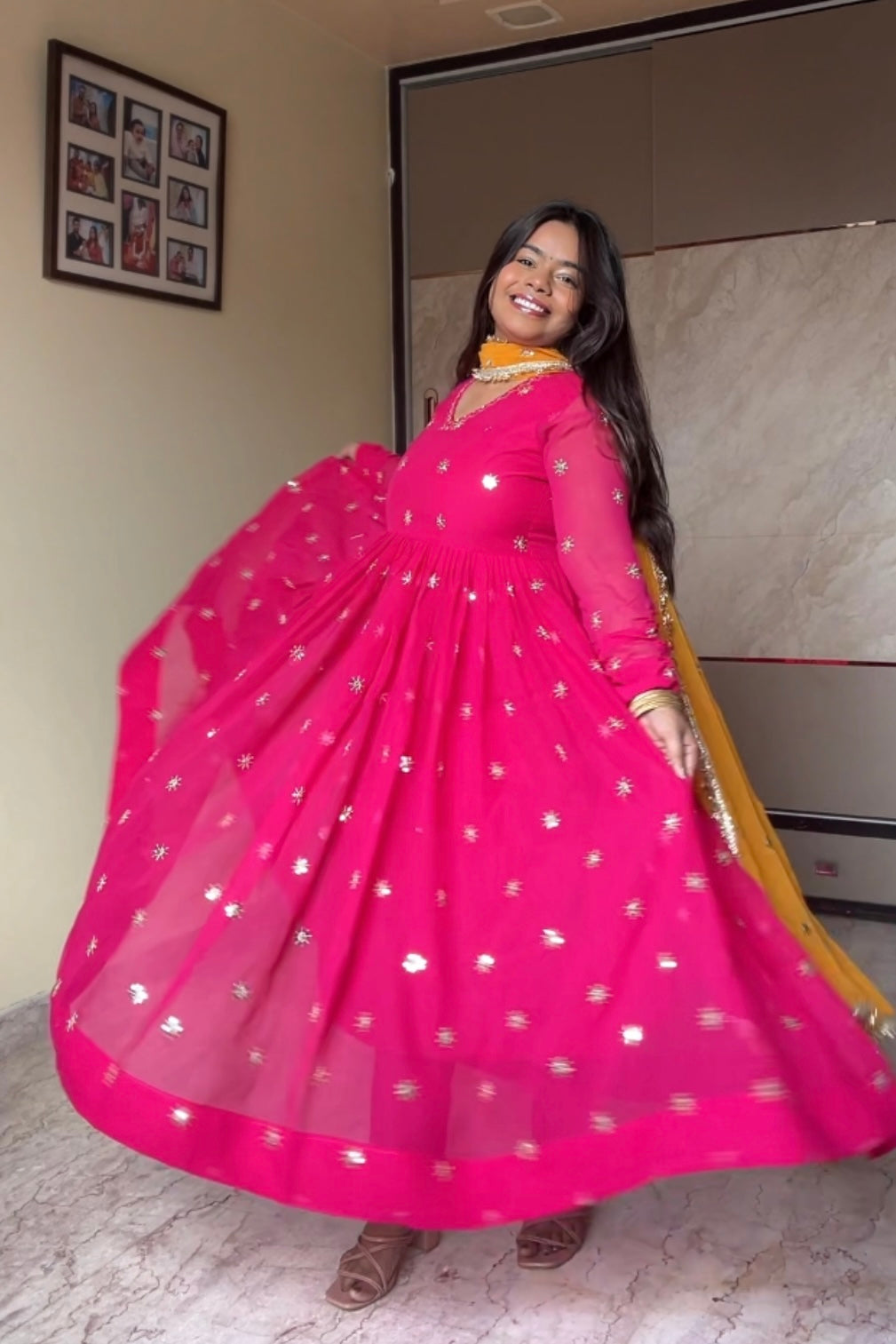 Rani pink Anarkali suit set