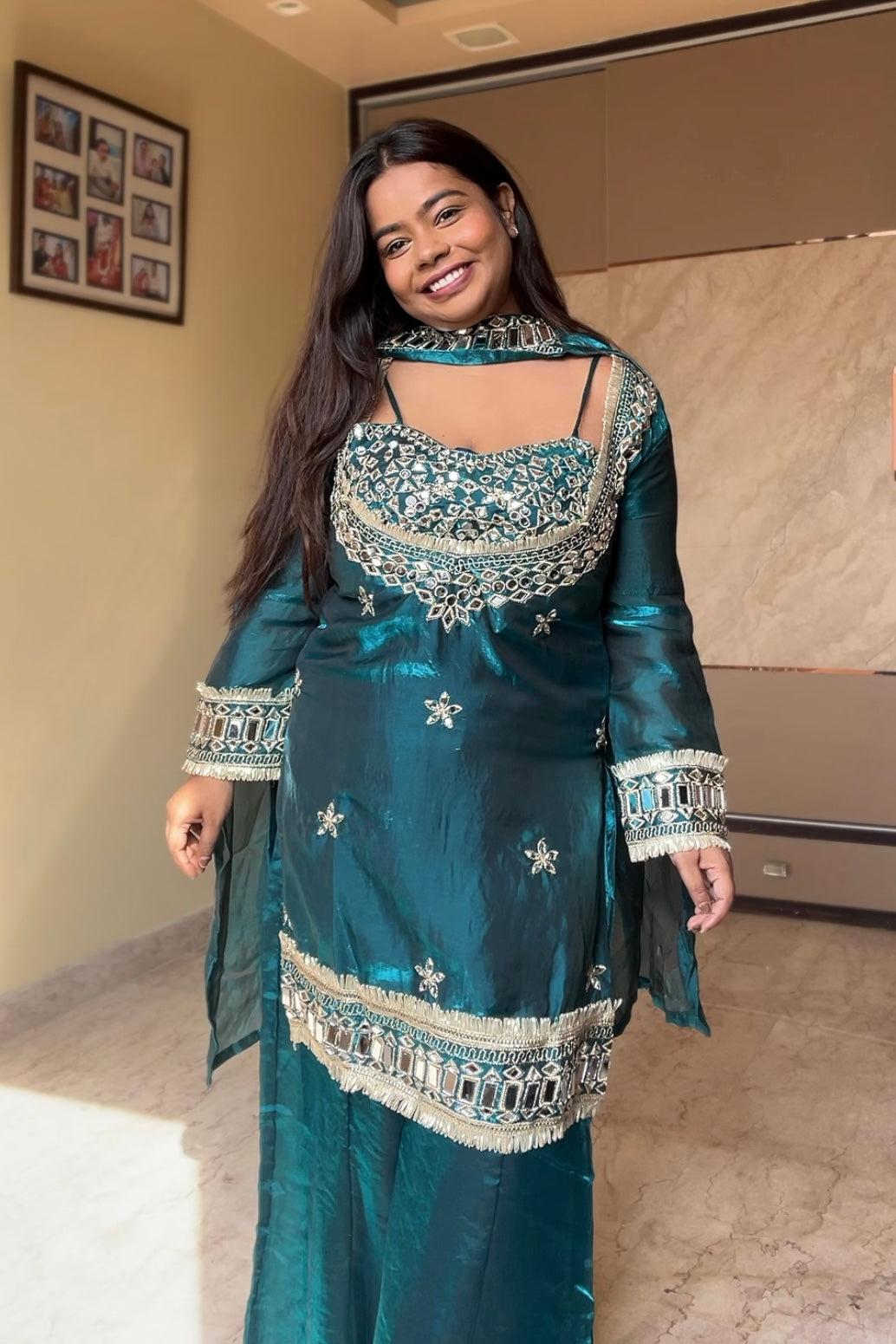 Amara Navy Blue Real mirror suit set