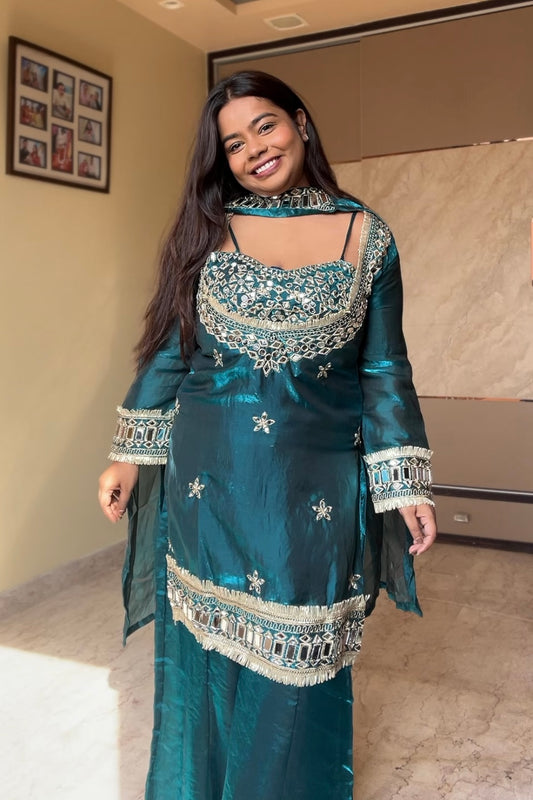 Amara Navy Blue Real mirror suit set
