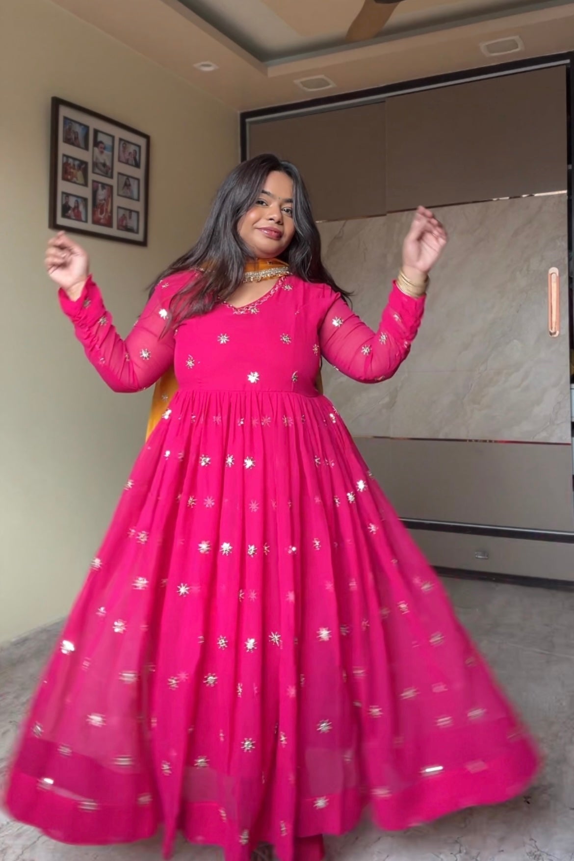 Rani pink Anarkali suit set