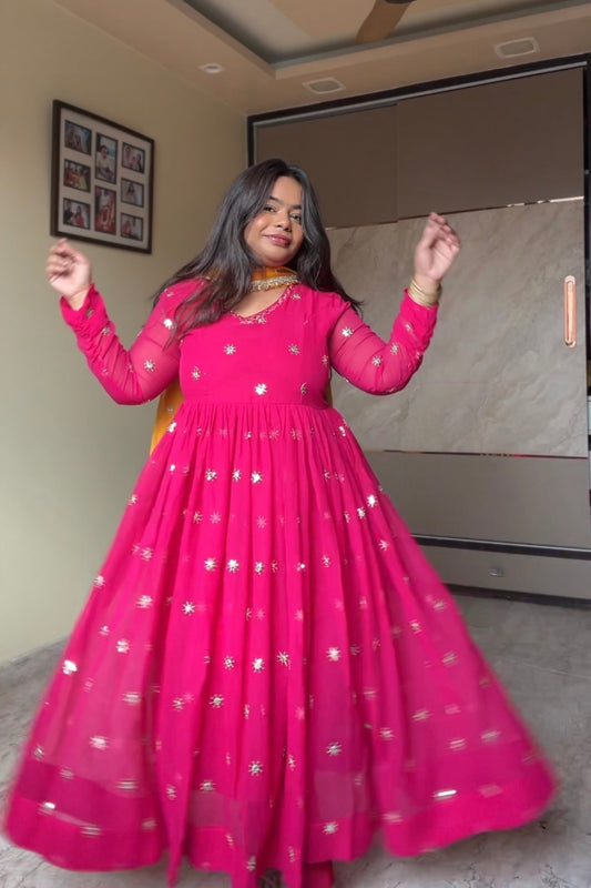 Rani pink Anarkali suit set