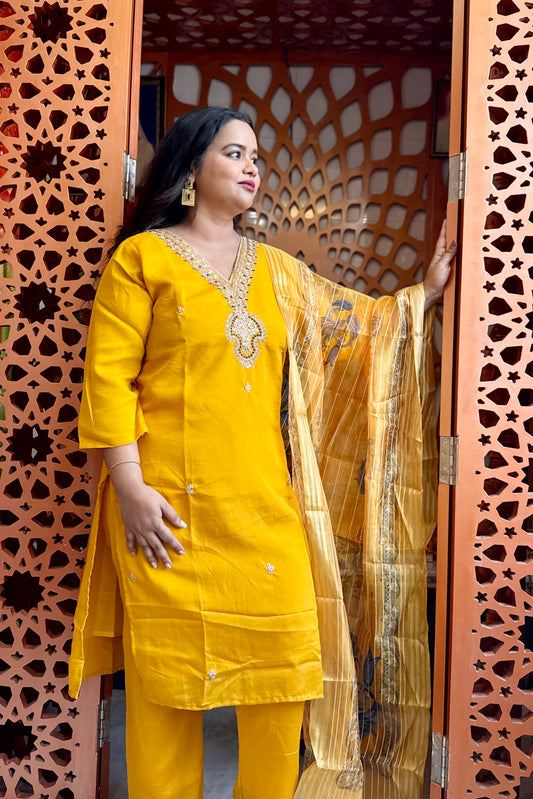Yellow Phuldani Suit Set