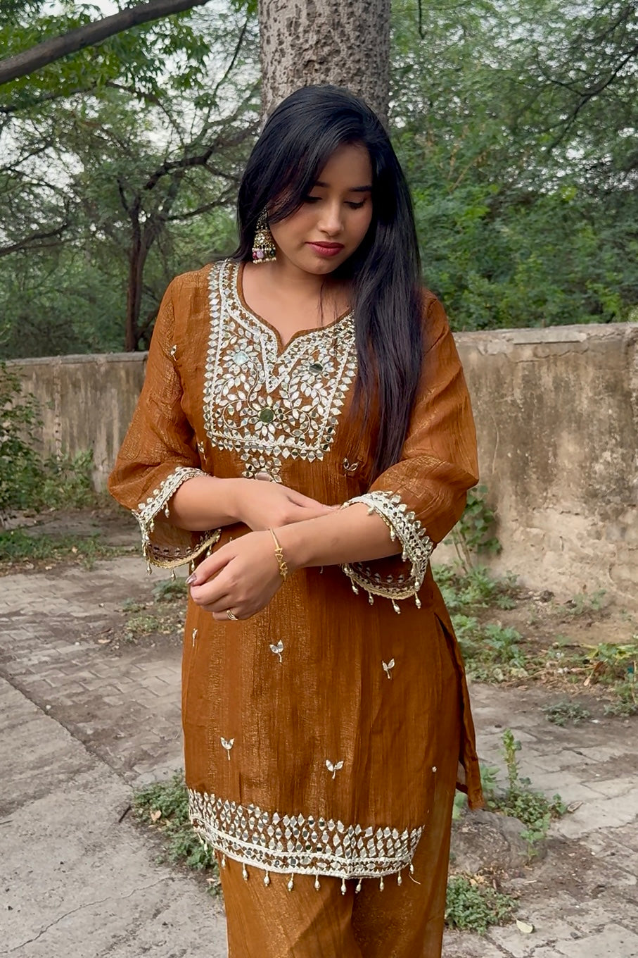 Copper golden Farshi salwar suit set