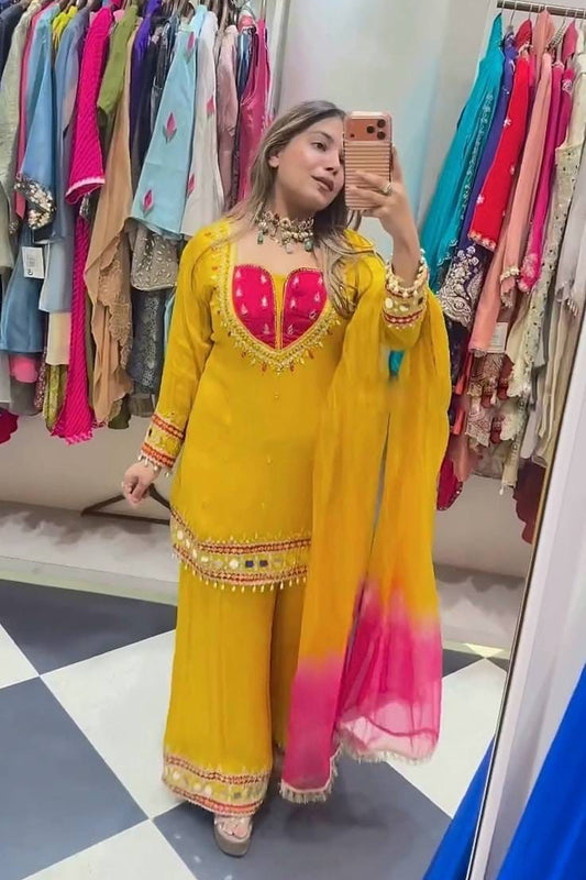 Royal Yellow Mirror Palazzo Set