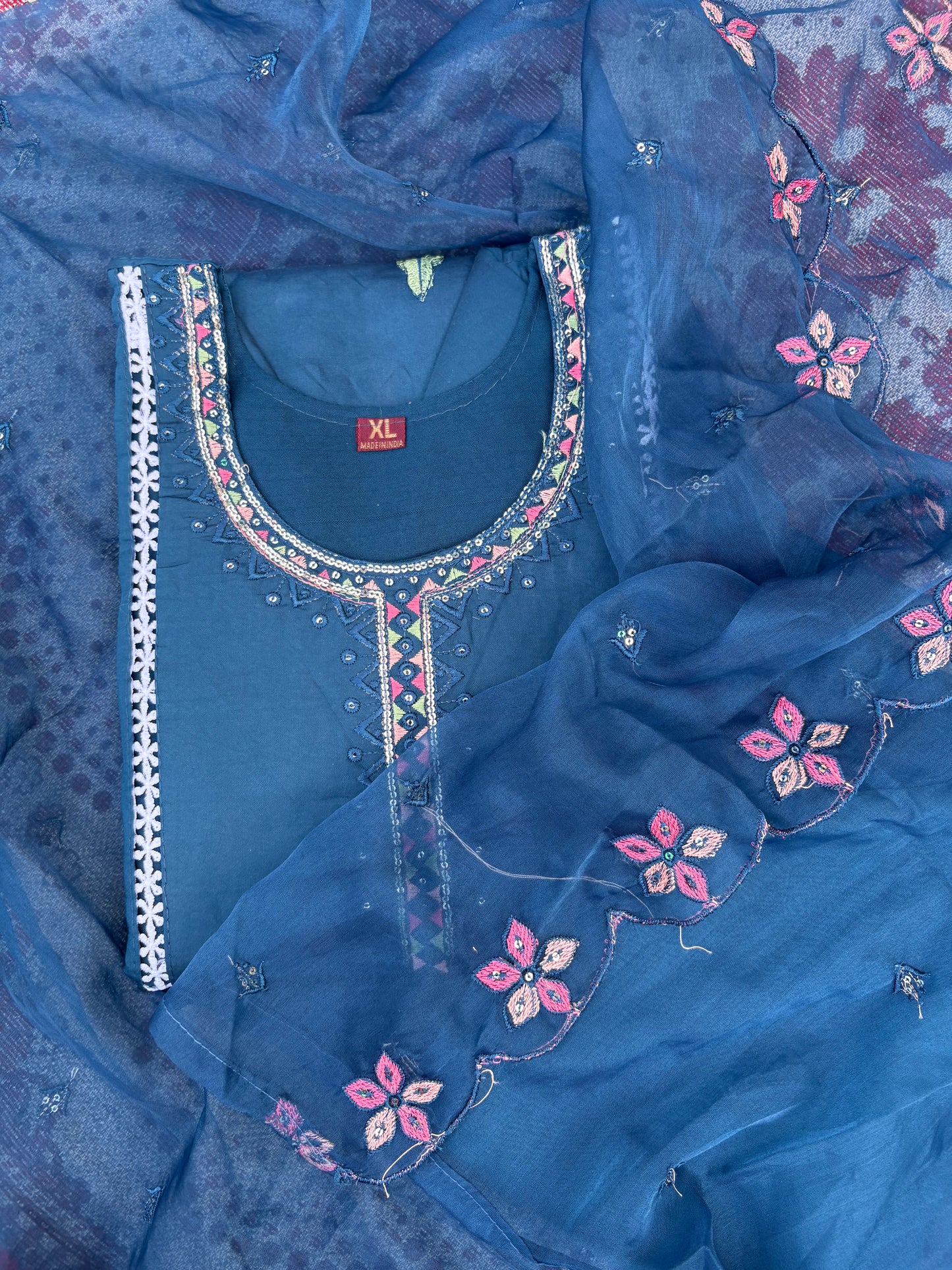 Mandala Suit set with Organza Dupatta