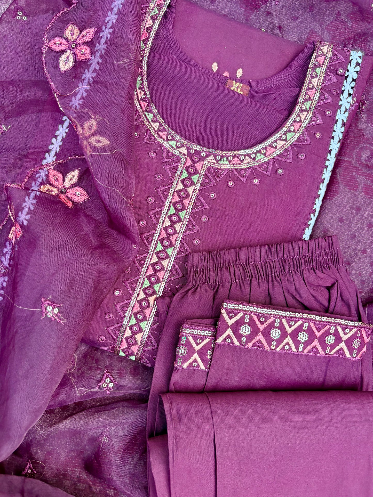 Mandala Suit set with Organza Dupatta