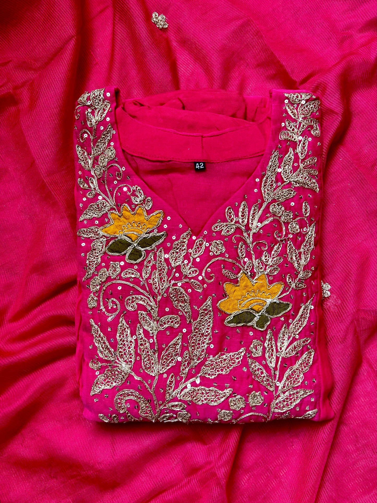 Pink Anarkali suit set with dupatta