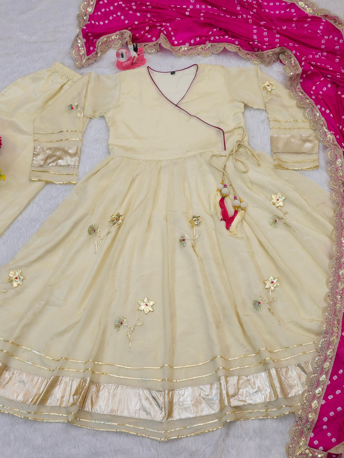 Gulnoor Anarkali Plazzo Set with Bandhani Dupatta