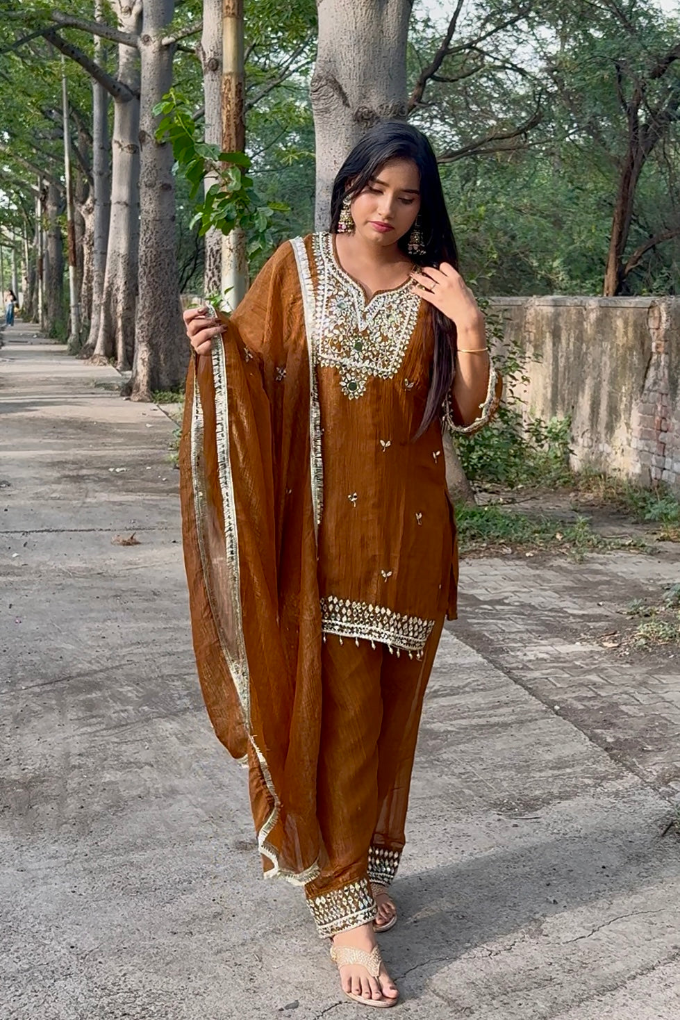 Copper golden Farshi salwar suit set