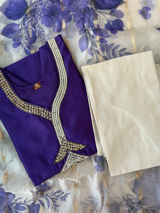 Indigo - White suit set with Dupatta