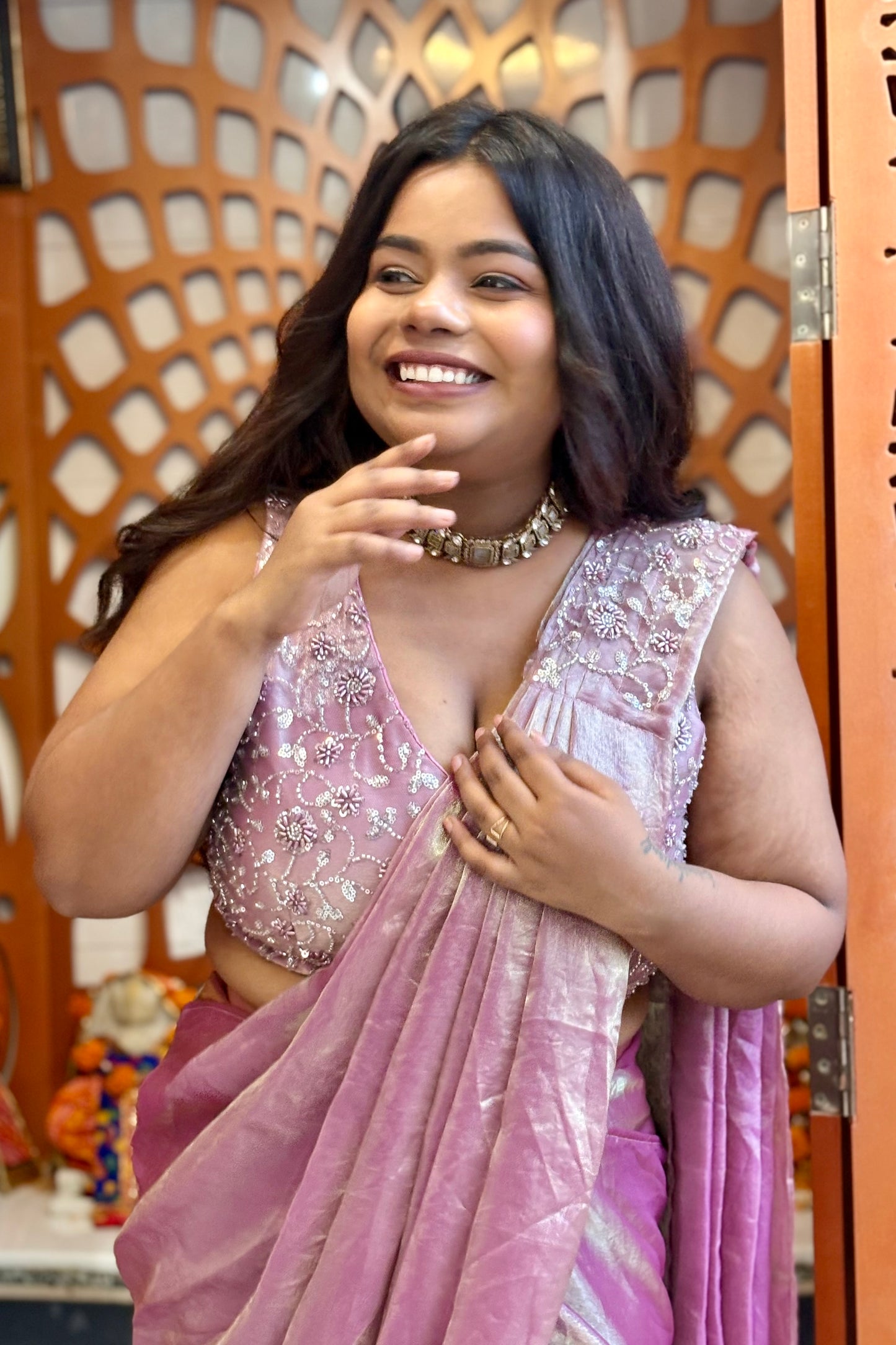 Ready to wear Saree with Stiched Blouse with optional sleeves