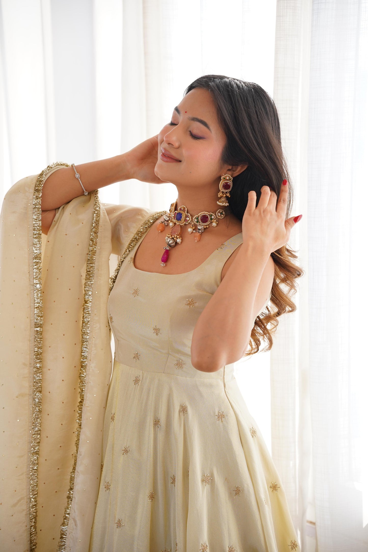 Hans Anarkali set with corset back