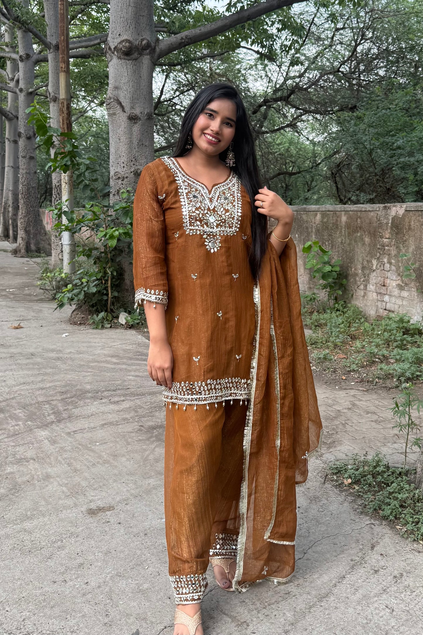 Copper golden Farshi salwar suit set