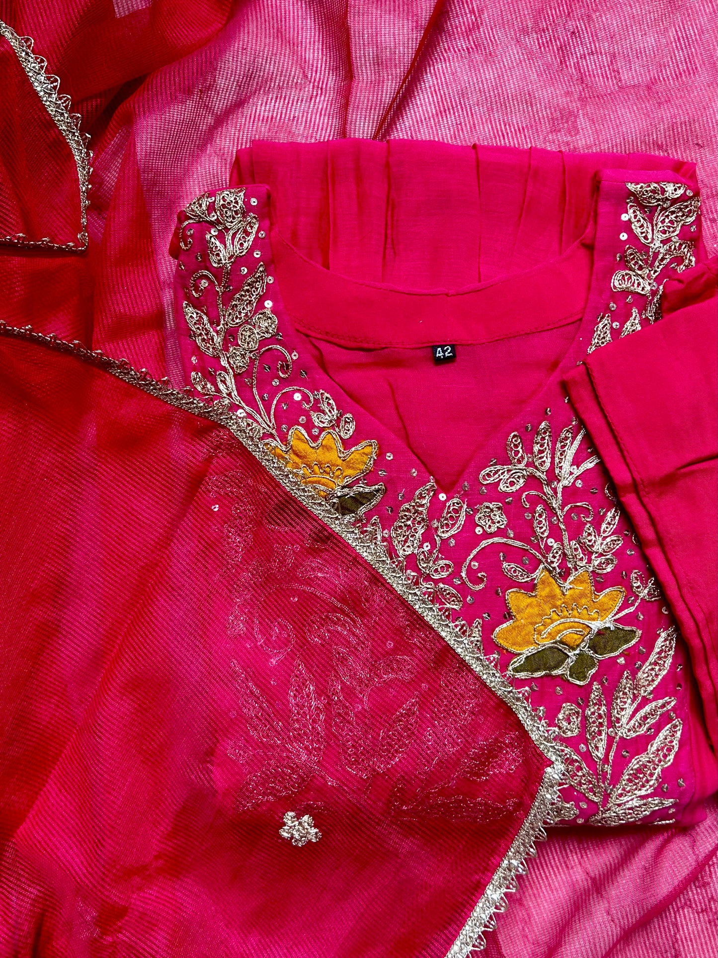 Pink Anarkali suit set with dupatta