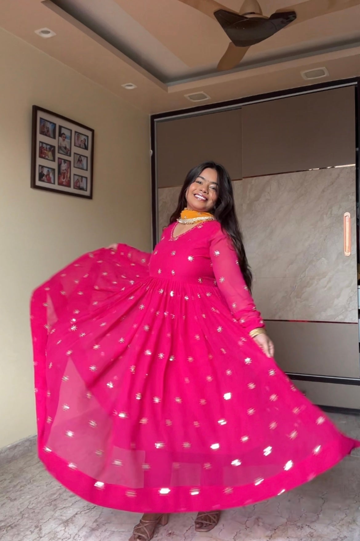 Rani pink Anarkali suit set