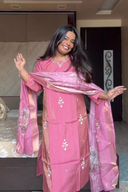 Pink suit set with Dupatta
