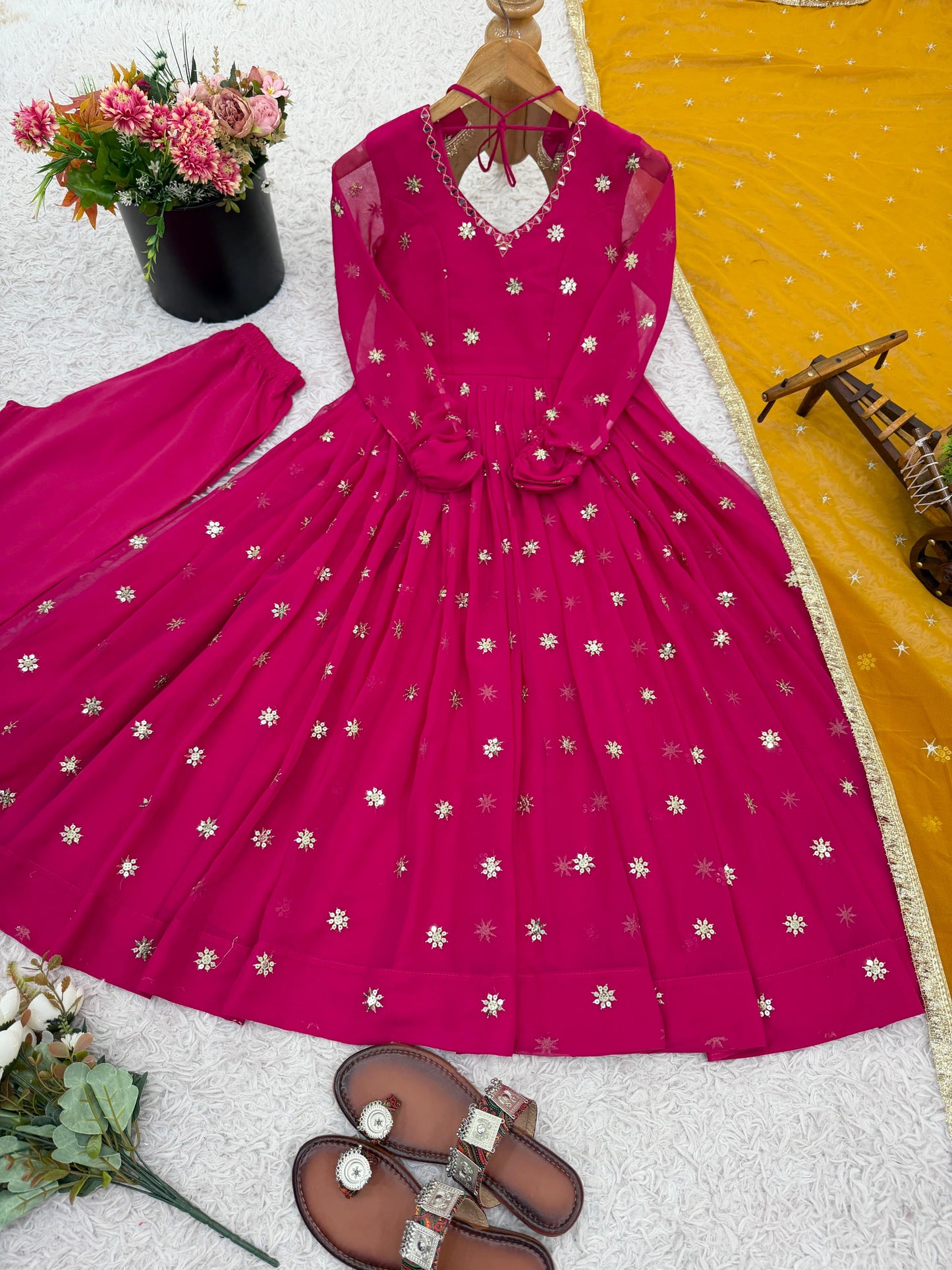 Rani pink Anarkali suit set