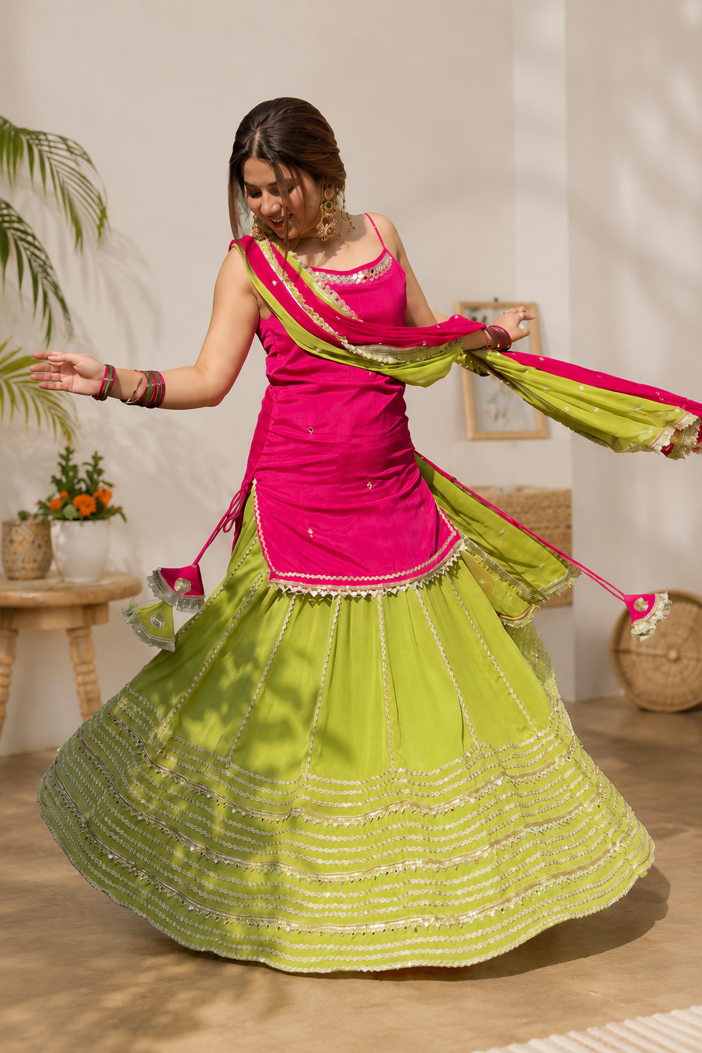 Raksha Bandhan Special — Kurti and Skirt Set with Real Mirror Work