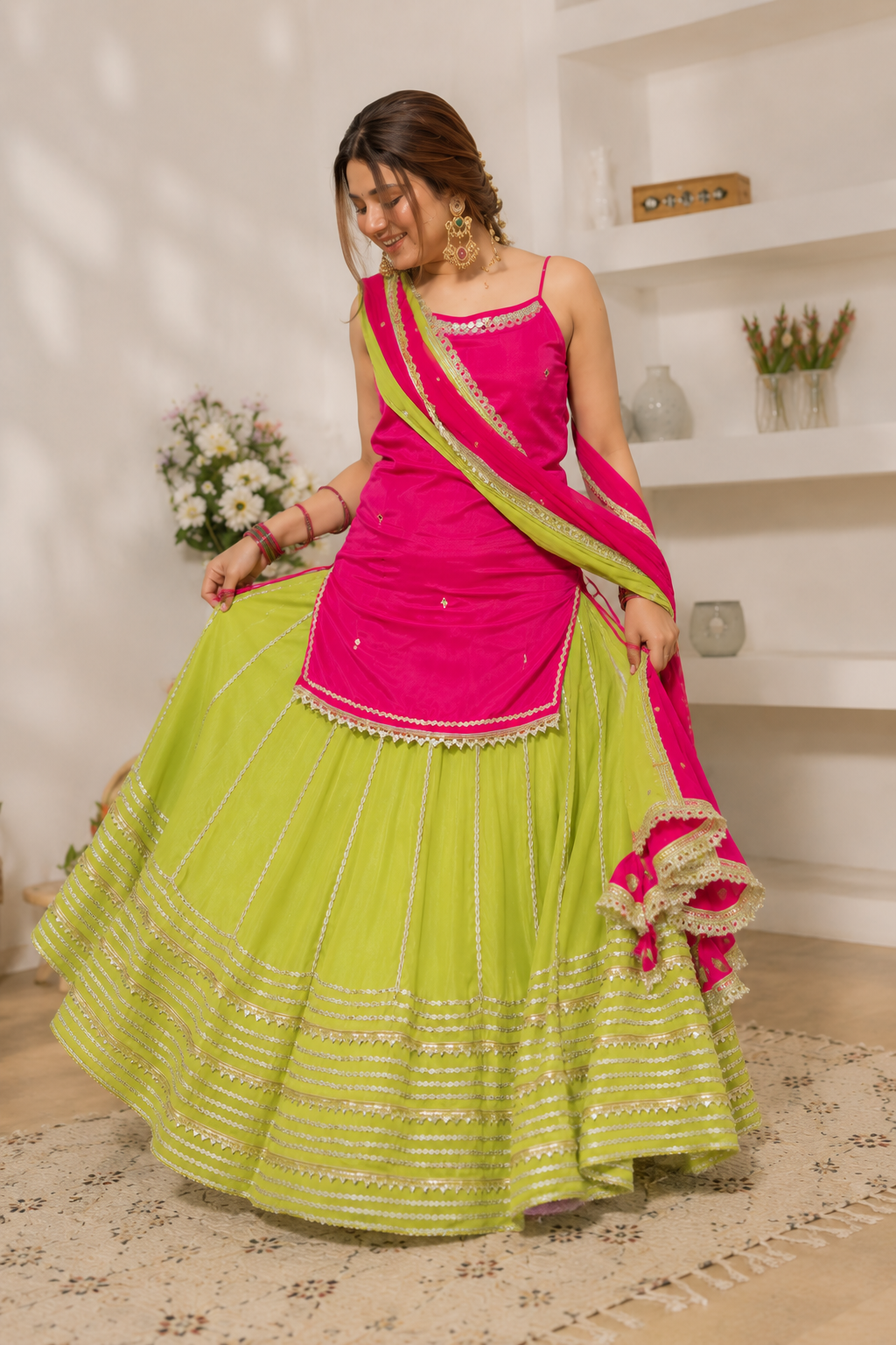 Raksha Bandhan Special — Kurti and Skirt Set with Real Mirror Work