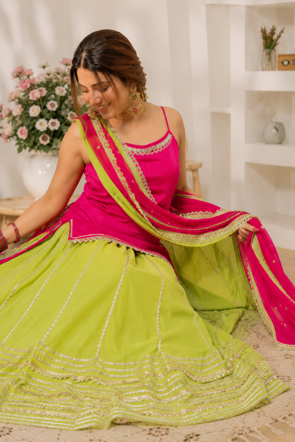 Raksha Bandhan Special — Kurti and Skirt Set with Real Mirror Work