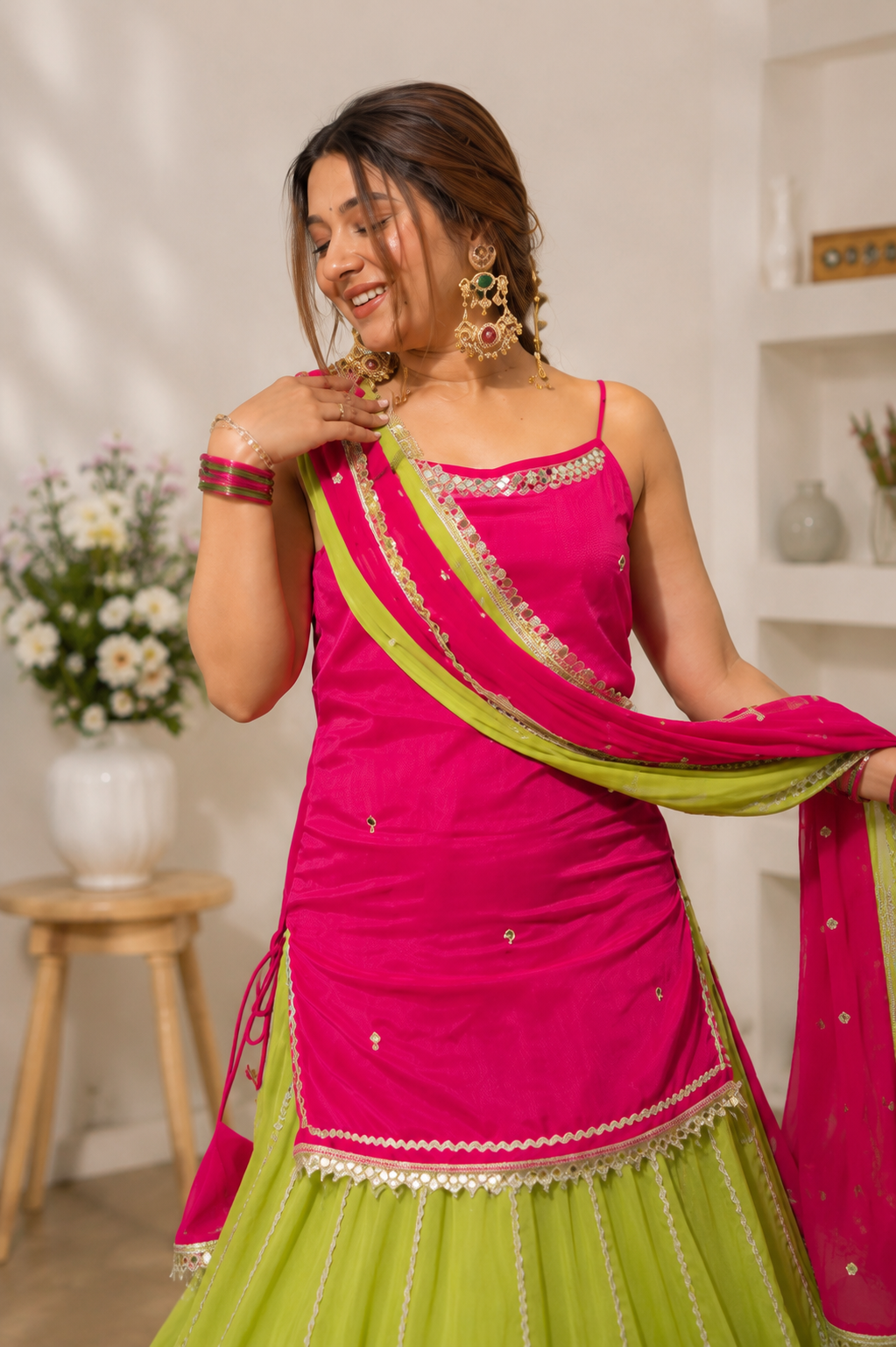 Raksha Bandhan Special — Kurti and Skirt Set with Real Mirror Work