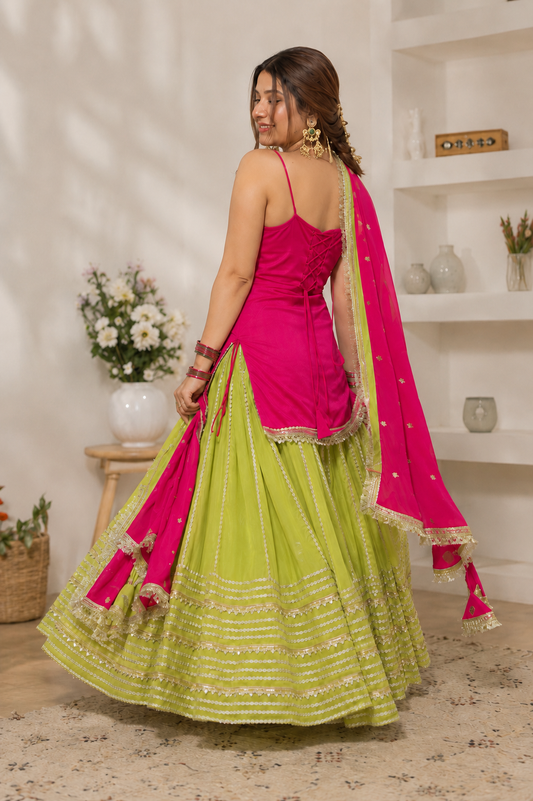 Raksha Bandhan Special — Kurti and Skirt Set with Real Mirror Work