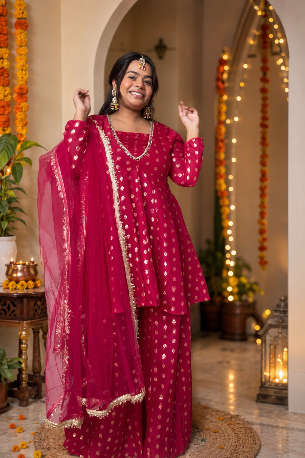 Roohi Magenta Sharara set