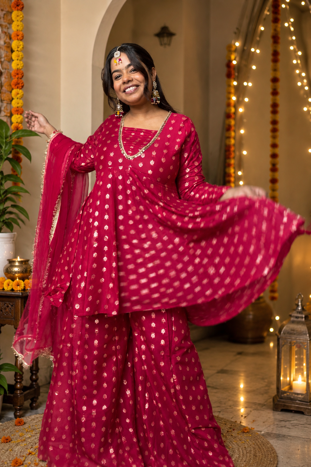 Roohi Magenta Sharara set