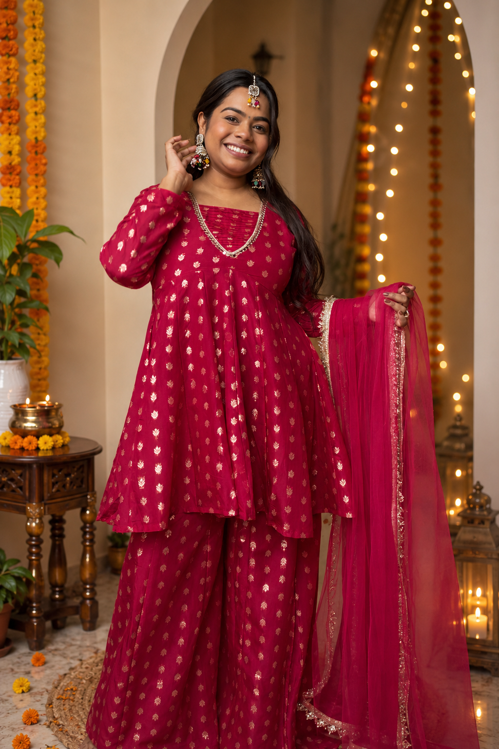 Roohi Magenta Sharara set